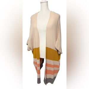 By Together Colorblock Open Front Knit Cardigan Sweater Pockets S/M